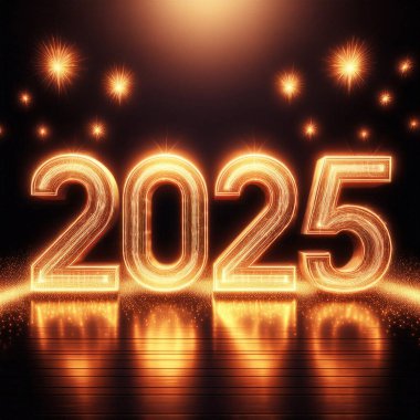 2025 yılı. Mutlu yıllar 2025. Parlak bir yeni yıl. 2025 balon. 2024 'ten 2025' e kadar tahta blok. Yeni bir yıla giriyoruz. Arkaplan tasarımı ve tebrikler. Havai fişeklerle tasarım.