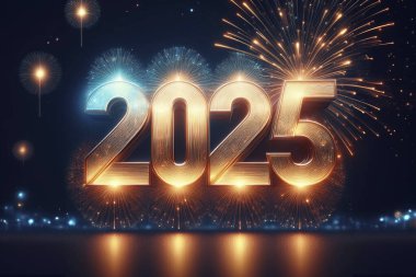 2025 yılı. Mutlu yıllar 2025. Parlak bir yeni yıl. 2025 balon. 2024 'ten 2025' e kadar tahta blok. Yeni bir yıla giriyoruz. Arkaplan tasarımı ve tebrikler. Havai fişeklerle tasarlandı. Boşluk.