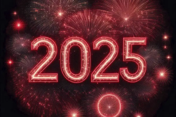 2025 yılı. Mutlu yıllar 2025. Parlak bir yeni yıl. 2025 balon. 2024 'ten 2025' e kadar tahta blok. Yeni bir yıla giriyoruz. Arkaplan tasarımı ve tebrikler. Havai fişeklerle tasarlandı. Boşluk.