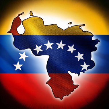 Venezuela 'da. Venezuela bayrağı ve ülkenin silueti. Seçimlerin Maduro galibi. Muhalefet lideri Edmundo Gonzlez Urrutia. 28 Temmuz 2024 seçimleri. Ülkedeki çatışmalar.