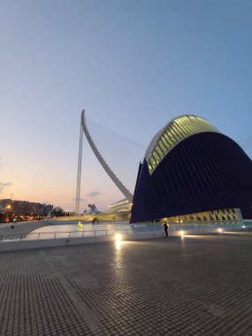 City of Arts and Sciences. In Valencia. Oceanographic. Museum of Science. Hemispheric. Palau de les arts de Valencia. Buildings designed by Santiago Calatrava. It resembles the skeleton of a whale. clipart