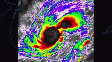 Hurricane. Hurricane seen from space. Trajectory. Rotation. 4K video. Satellite view. Timelapse animation. Eye. Flood. 2024. Typhoon. Explosive cyclogenesis. USA. Canada. Bomb. Cyclone. Pacific. Snow.