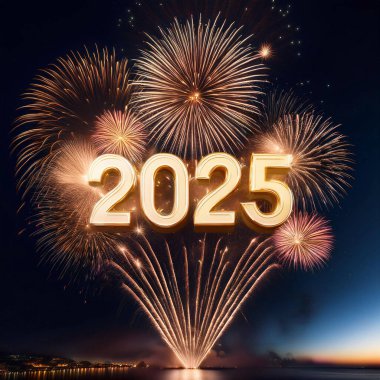 2025 yılı. Havai fişekler. Mutlu yıllar 2025. 