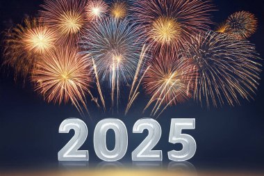 2025 yılı. Havai fişekler. Mutlu yıllar 2025. 