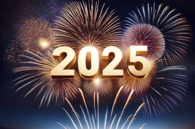 2025 yılı. Havai fişekler. Mutlu yıllar 2025. 