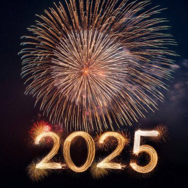 2025 yılı. Havai fişekler. Mutlu yıllar 2025. 