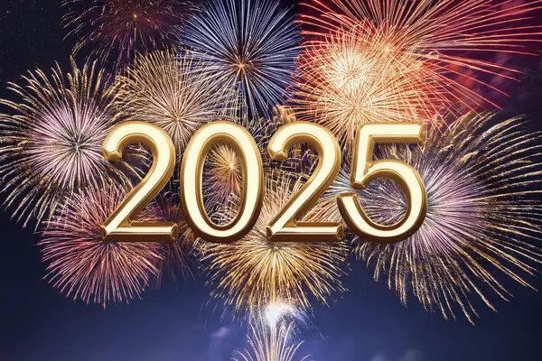 2025 yılı. Havai fişekler. Mutlu yıllar 2025. 