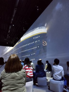 Titanic. Titanic exhibition in Madrid. Story about the history of the ship and some objects from the ship rescued in the tragedy. MADRID. SPAIN. 29 OCTOBER 2024 clipart