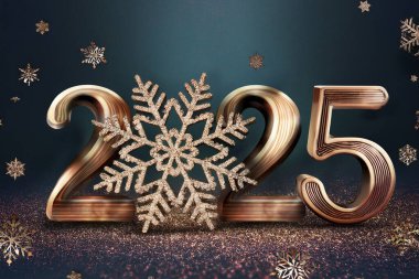 2025 yılı. Havai fişekler. Mutlu yıllar 2025. 