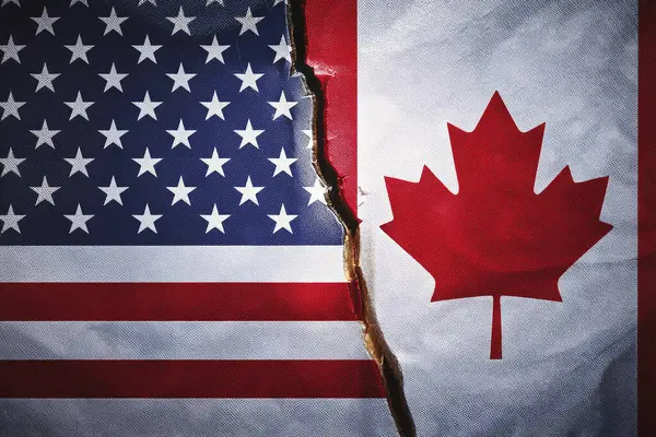 Kanada, Birleşik Devletler 'e karşı. ABD. Ek bina. Bayraklar. Seçilen başkan, Kanada 'nın Kanadalı lider Justin Trudeau' nun istifasının ardından 