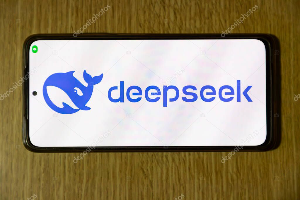 DeepSeek. Artificial intelligence. CHATGPT. Artificial intelligence chat created by the company of the same name. Application design.