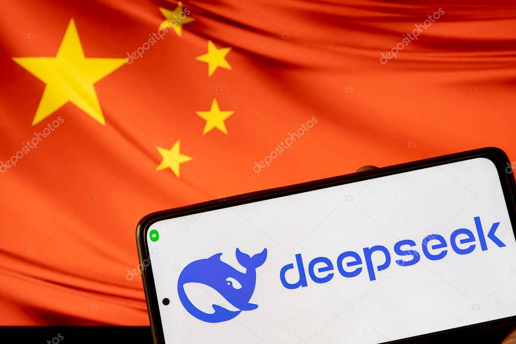 DeepSeek. Artificial intelligence. CHATGPT. Artificial intelligence chat created by the company of the same name. Application design.