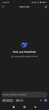 DeepSeek. Artificial intelligence. CHATGPT. Artificial intelligence chat created by the company of the same name. Application design. clipart