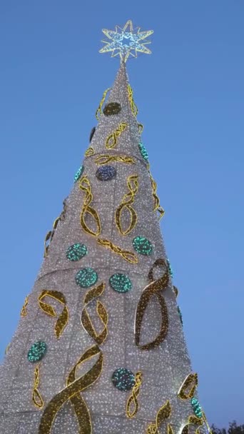 Giant Christmas Tree Located Parc Ses Estacions City Palma Mallorca — Αρχείο Βίντεο
