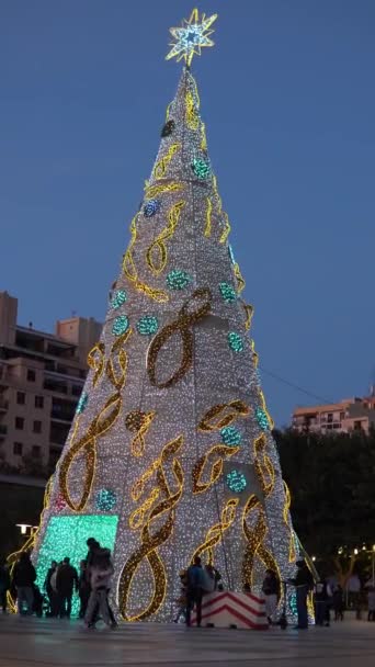 スペインのパルマ マリョルカ2022年11月20日 スペインのパルマ マリョルカにある巨大なクリスマスツリー — ストック動画