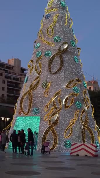 Palma Mallorca Spain November 2022 Giant Christmas Tree Located Parc — Stock Video