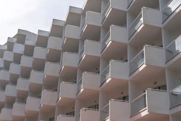Geometrically Shaped Balconies Closed Tourist Establishment Island Mallorca Spain — стоковое фото