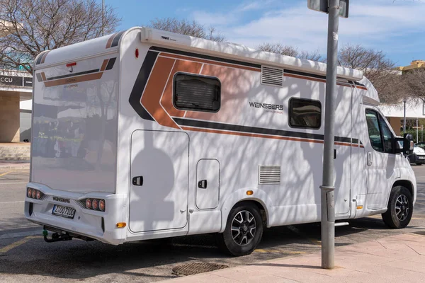 stock image Magaluf, Spain; march 19 2023: White Weinsberg edition Pepper motorhome, parked in the Majorcan tourist resort of Magaluf, Spain