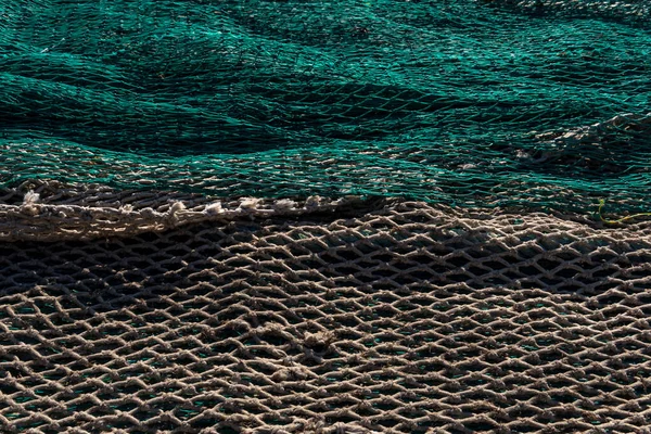 Primo Piano Delle Reti Pesca Nel Porto Turistico Della Città — Foto Stock