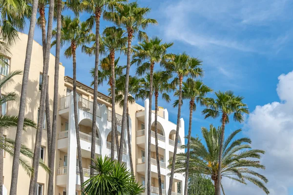 stock image Sa Coma, Spain; june 03 2023: Main facade of the hotel Protur Safari Park in the Majorcan tourist resort of Sa Coma, Spain