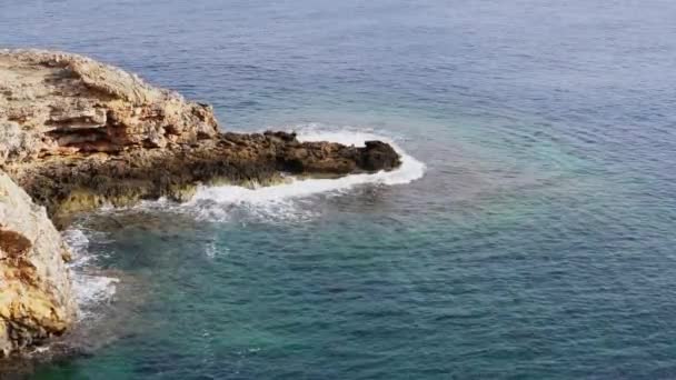 Aerial View Rocky Coast Island Mallorca Sunny Winter Morning Spain — Stock Video