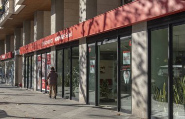 Palma de Mallorca, İspanya; 12 Ocak 2024: Palma de Mallorca, İspanya 'da bulunan uluslararası sigorta şirketi Mapfre' nin ana cephesi