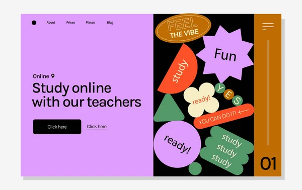 Web Banner Teplate Strona Dla Biznesu Edukacyjnego Online Prostych Kształtach Ilustracja Stockowa