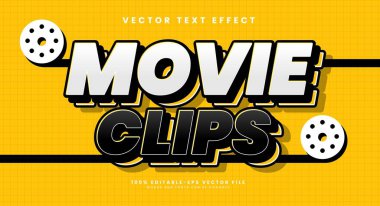 Film klipleri düzenlenebilir metin biçimi etkisi. Vektör metin efekti.
