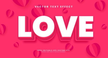 Pembe aşk düzenlenebilir metin stye etkisi. Vektör metin efekti.