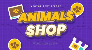 Hayvanlar için düzenlenebilir metin efekti. Vektör metin efekti.