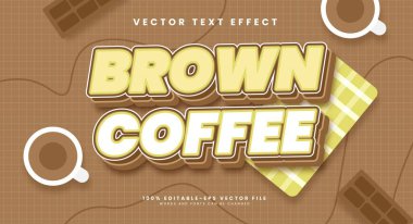 Kahverengi kahve düzenlenebilir metin tarzı etkisi. Vektör metin efekti.