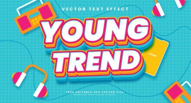 Genç eğilimli düzenlenebilir metin etkisi. Vektör metin efekti.