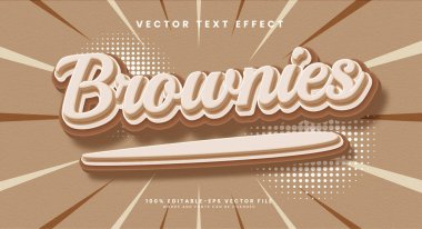 Brownies 3d düzenlenebilir vektör metin etkisi, tatlı yemek temaları için uygundur