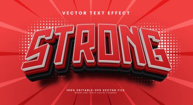 Güçlü kırmızı 3d düzenlenebilir vektör metin etkisi