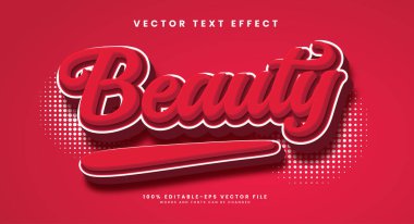 Pembe güzellik 3d düzenlenebilir vektör metin etkisi, romantik temalar için uygun