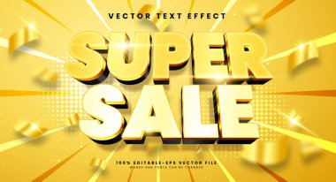 Altın süper satış 3d düzenlenebilir vektör biçimi etkisi, promosyon ürün adı için uygundur