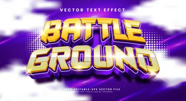Mor lüks konseptli savaş alanı 3D düzenlenebilir vektör metin efekti.