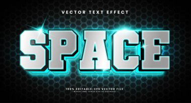 Siber temalı mavi ışık alanı düzenlenebilir vektör metin efekti.