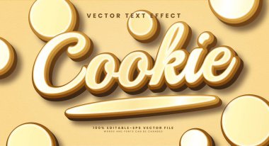 Atıştırmalık ürün için uygun Cookie 3d düzenlenebilir vektör metin efekti.