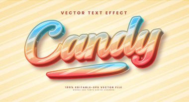 Şeker 3d tatlı yemek menüsü için uygun düzenlenebilir vektör metin efekti.