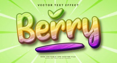 Berry 3d doğal ürün için uygun düzenlenebilir vektör metin efekti.