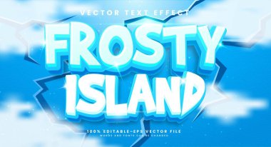 Donmuş temalı Frosty Adası düzenlenebilir vektör metin efekti.