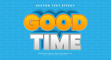 İyi zaman 3d düzenlenebilir vektör metin efekti. Mavi tatlı vektör metin efekti.