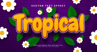 Tropik bitki, 3d düzenlenebilir vektör metin etkisi.