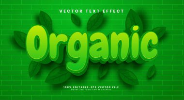 Organik yapraklar, 3D düzenlenebilir vektör metin efekti. Doğa konsepti için uygun.