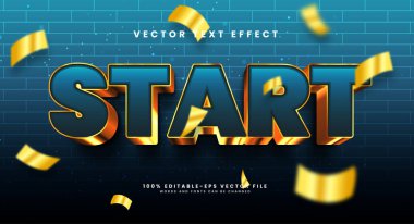 Lüks yıldız 3d düzenlenebilir vektör metin efekti. Modern konsept metin efekti, mavi ve altın rengi kombinasyonu.