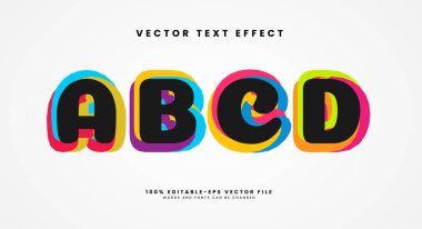 Minimalist kombinasyon renkli düzenlenebilir vektör metin efekti.