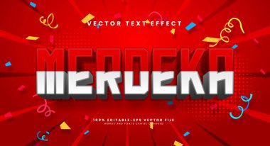 Merdeka 3d düzenlenebilir vektör metin efekti, Endonezya 'nın bağımsız gününü kutlamak için uygun.