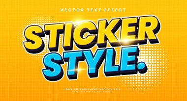 Geleneksel çizgi film temalı çıkartma komik 3d düzenlenebilir vektör metin etkisi.