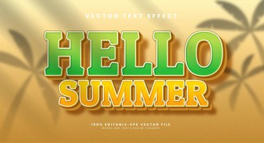 Merhaba yaz 3d düzenlenebilir vektör yazı tipi efekti, yaz tatili etkinlikleri için uygun.